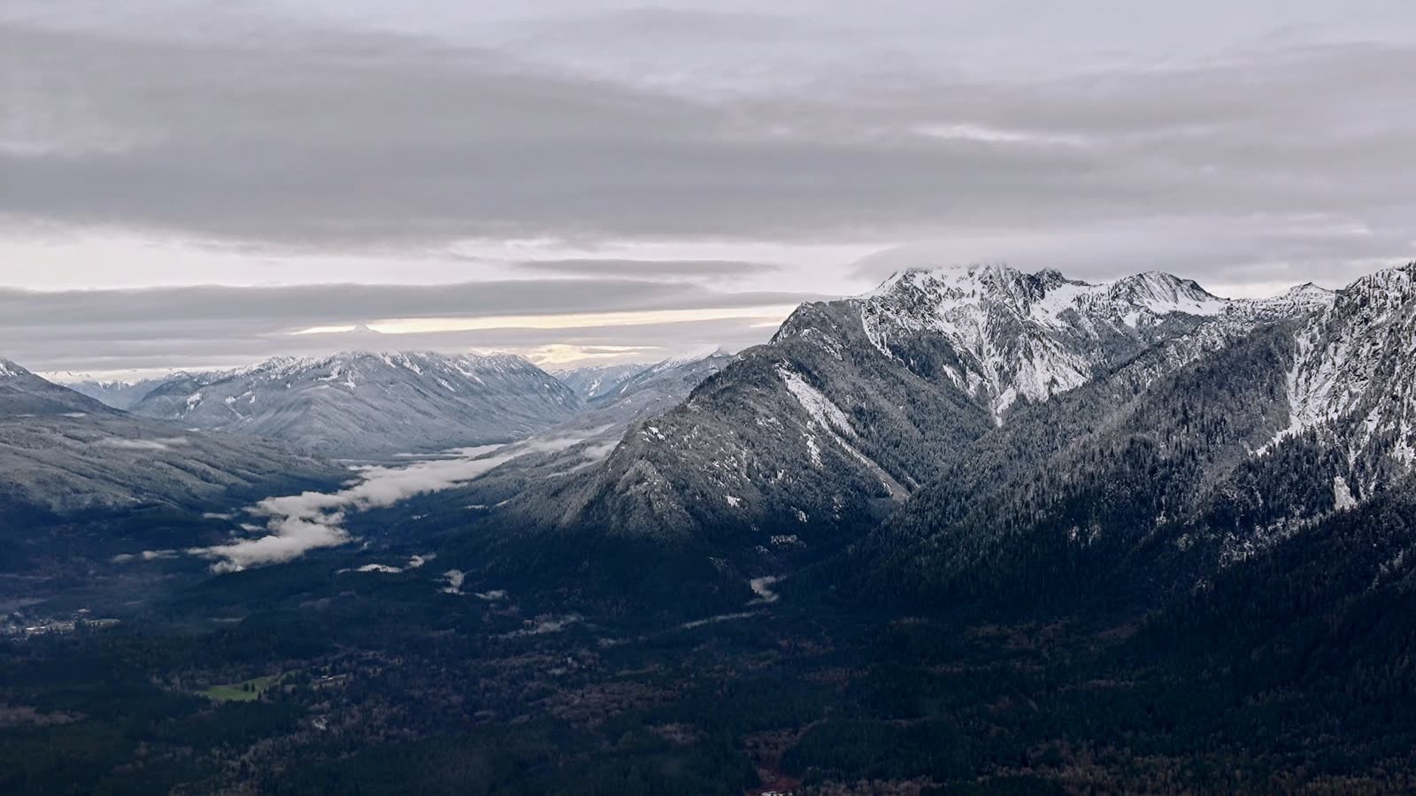 Cascades, socked in up high.